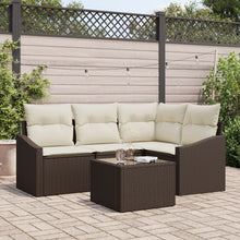4-Delig Tuinbankstel Met Kussens Grijs Poly Rattan