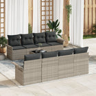 Garden Sofa Set 9 pcs Light Grey Polyrattan