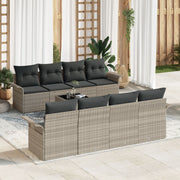 Garden Sofa Set 9 pcs Light Grey Polyrattan