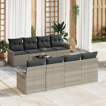 9-Delige Tuin Sofa Set Met Kussens Lichtgrijs Poly Rattan