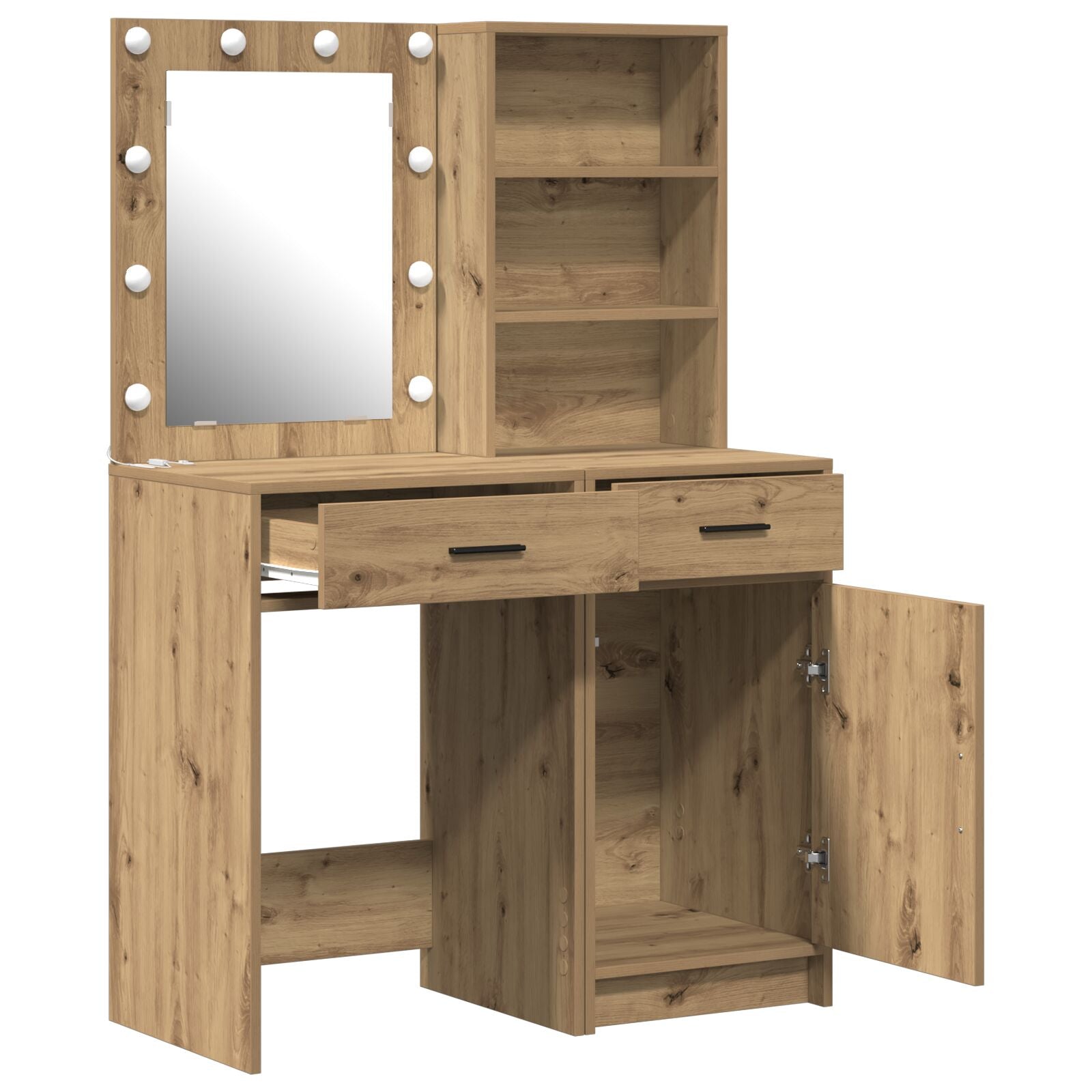 2-Delige Kaptafelset Met Led Artisan Eiken Gefabriceerd Hout