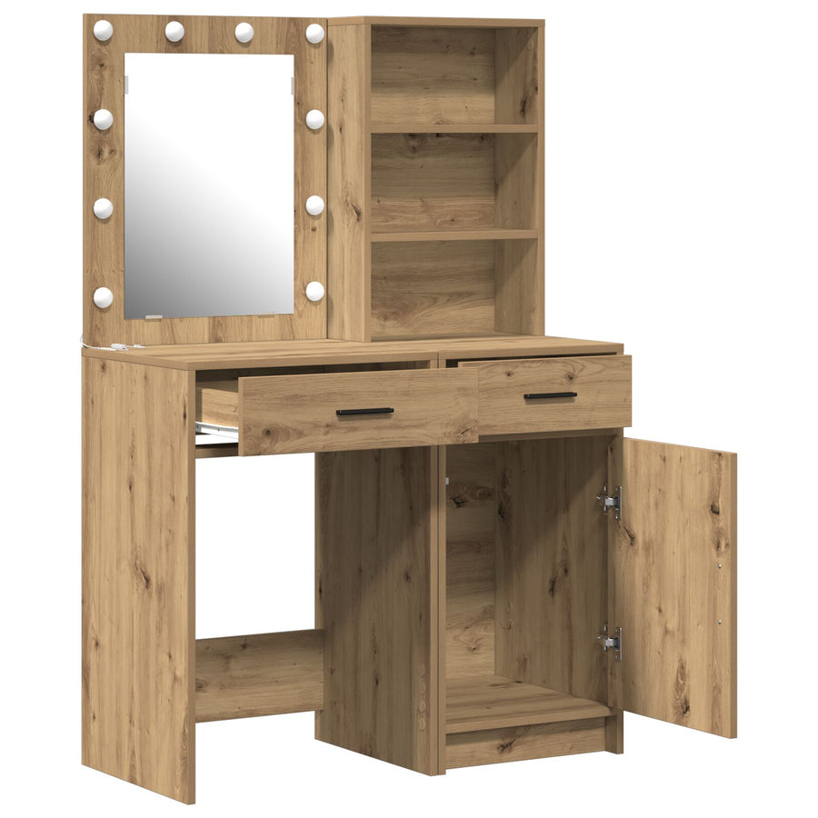 2-Delige Kaptafelset Met Led Artisan Eiken Gefabriceerd Hout