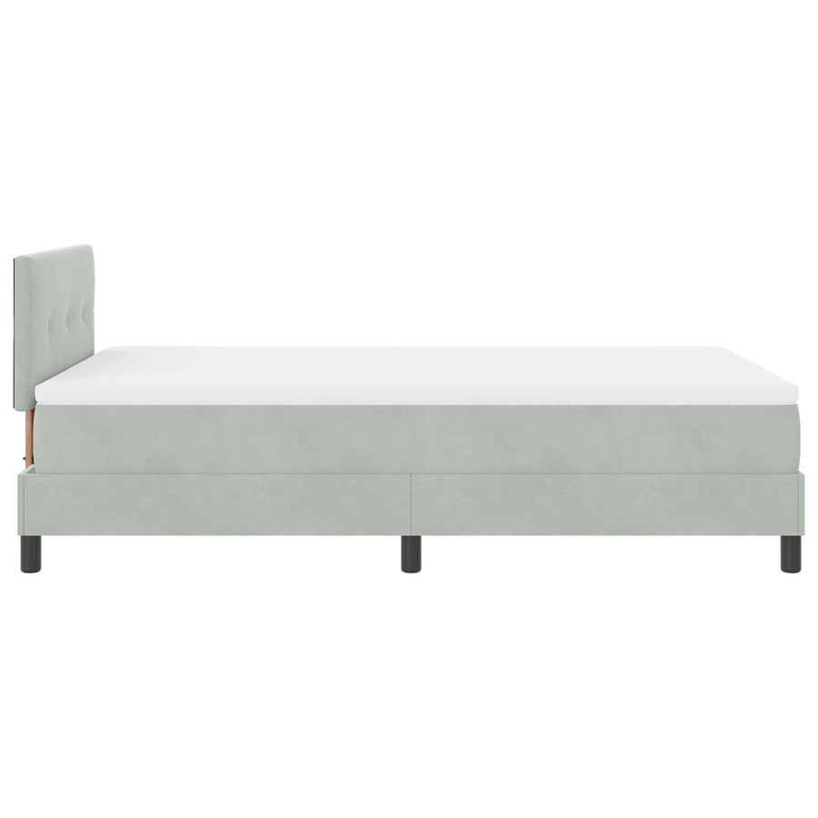 Boxspringbed Met Matras Lichtgrijs 120X200 Cm Fluweel Blauw