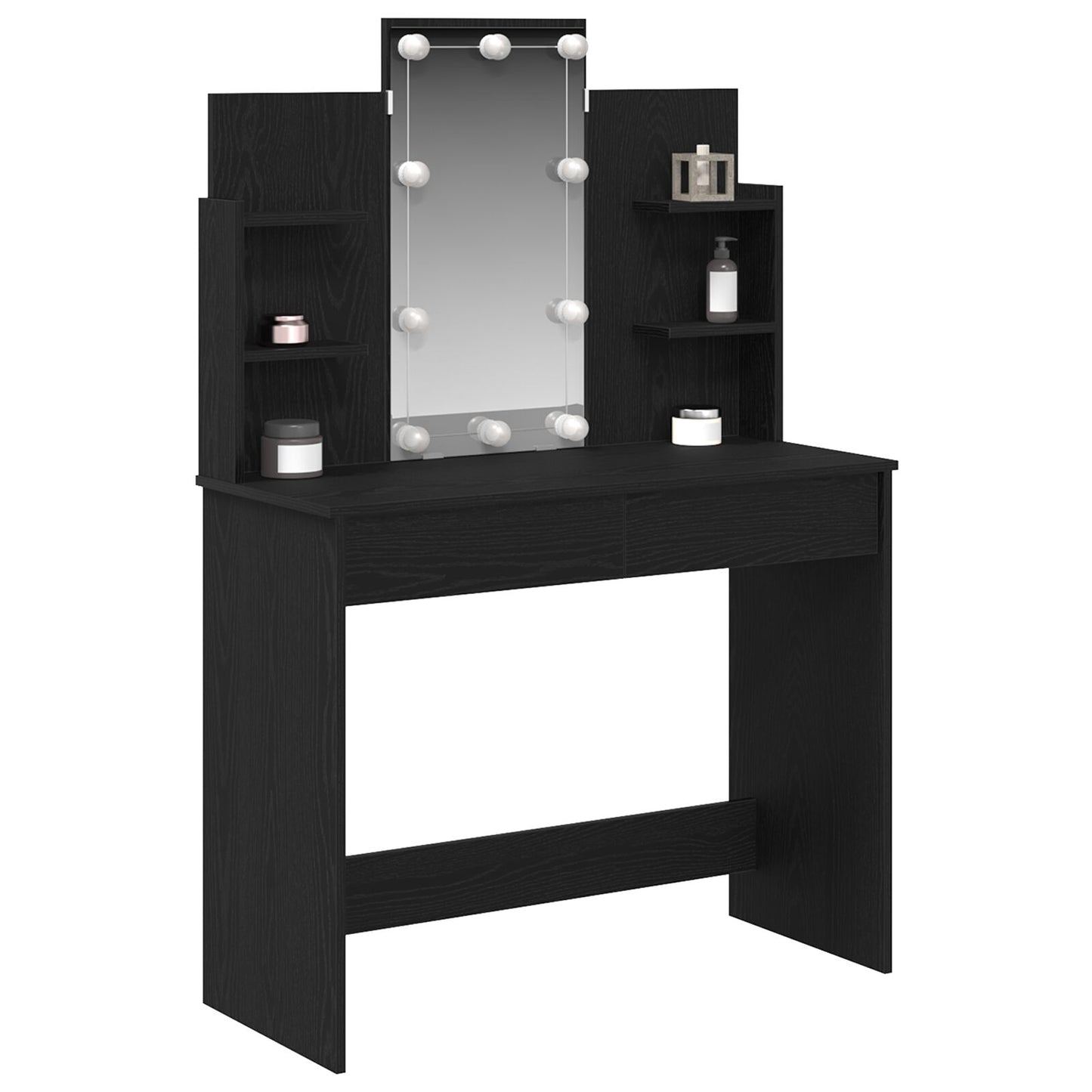 Kaptafel Met Led-Verlichting Zwart Eiken 96X40X142 Cm