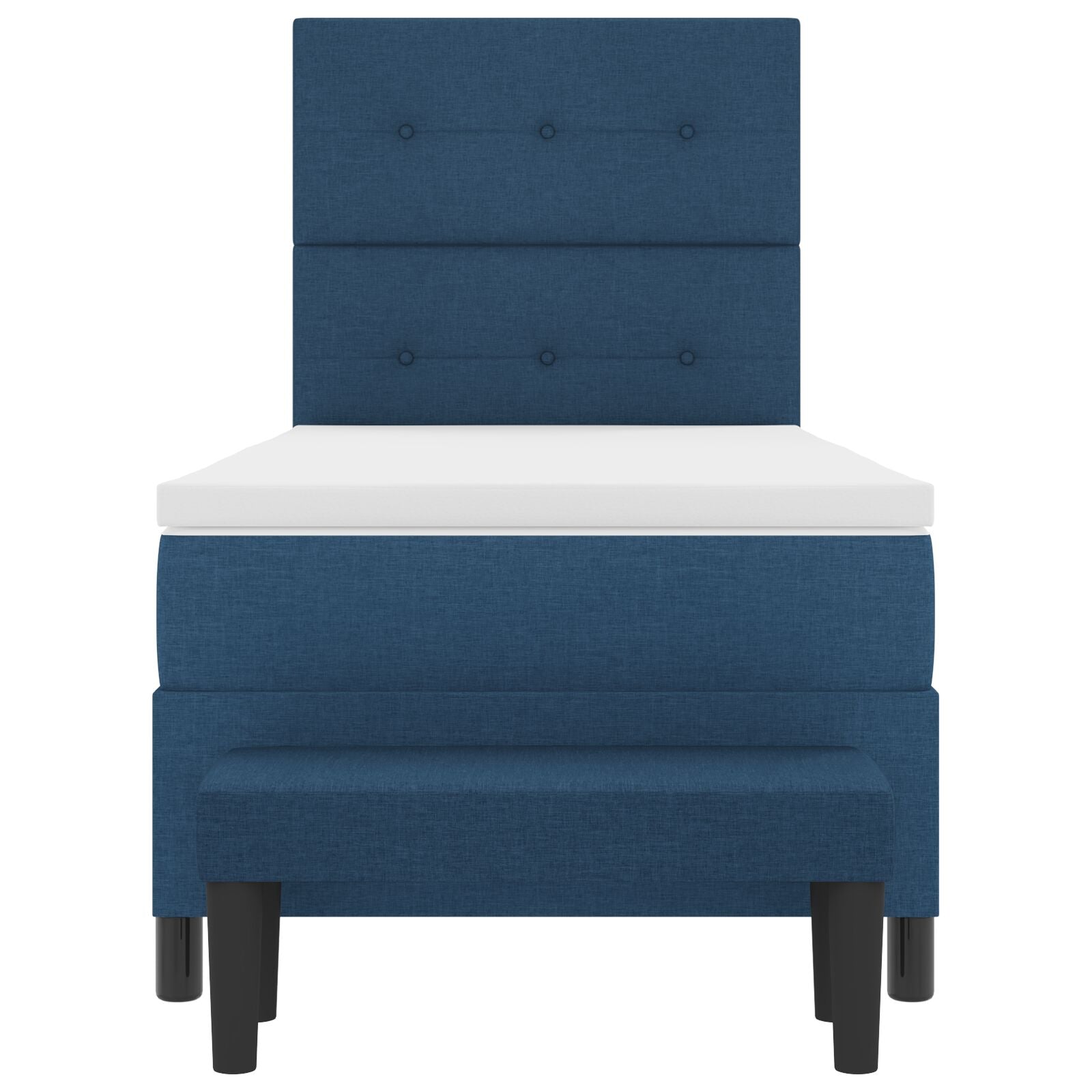 Boxspring Bed Met Matras & Bank Stof Blauw 80 x 200 cm Knopen tufted