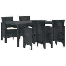 5-Delige Tuin Eettafel Set Met Kussens Anthraciet Poly Rattan