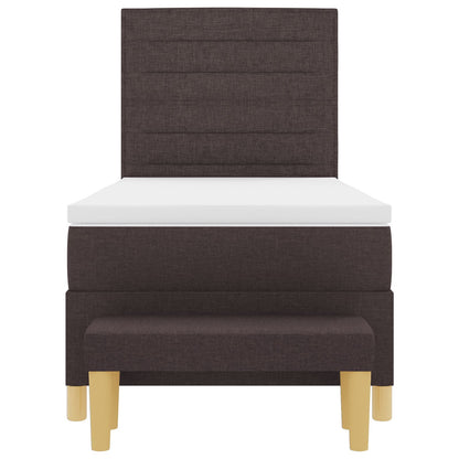 Bedframe Met Matras Set Van 2 Stof Donkerbruin 90 x 200 cm Lijnen ontwerp