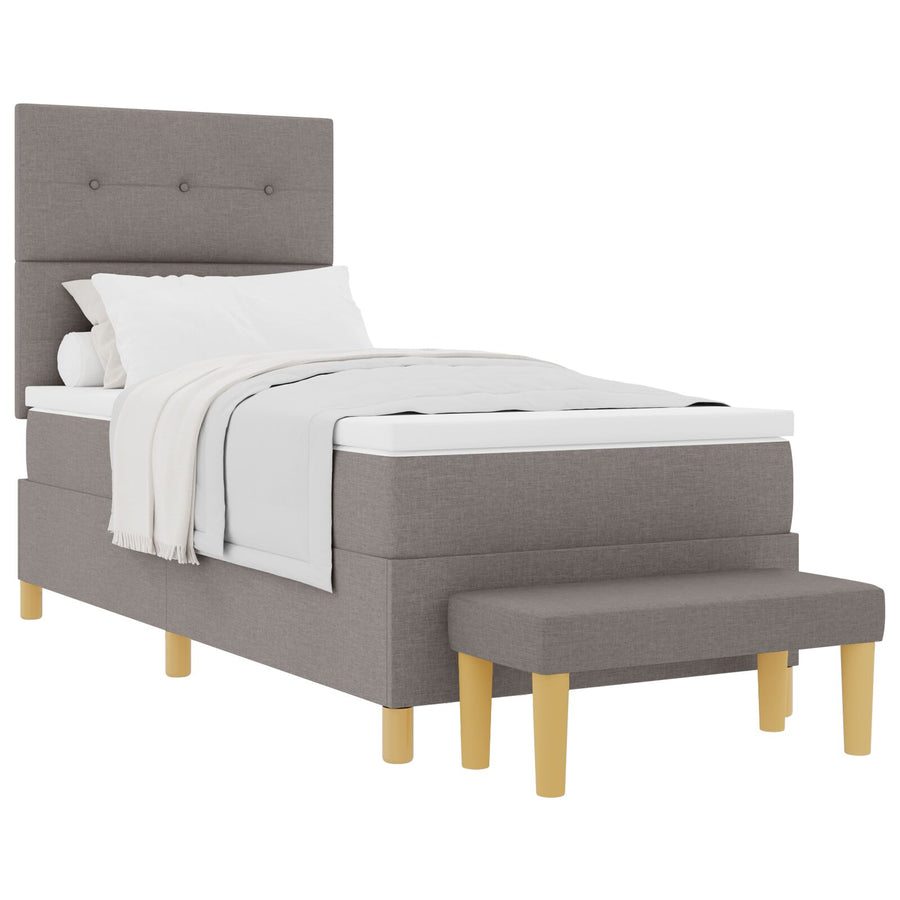 Boxspringbed Met Matras & Bank Stof Taupe 90 x 200 cm Knoopbed