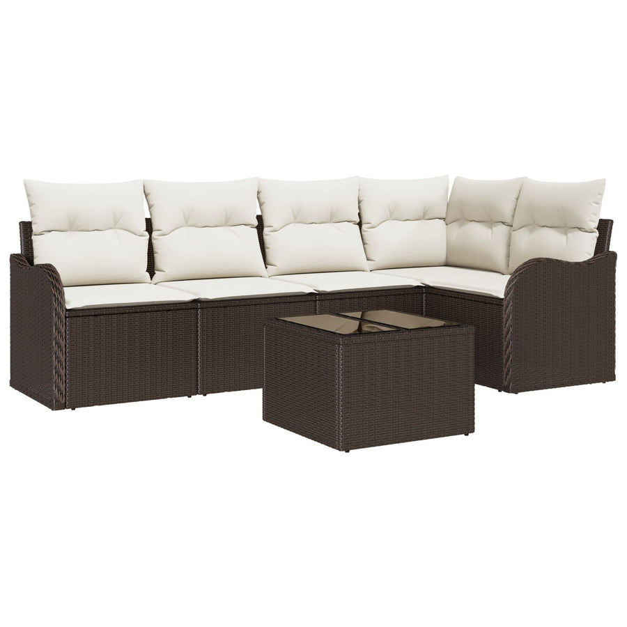 5-delige tuinbankset met kussens grijs poly rattan, vidaXL 2-zits tuinbank met kussens bruin poly rattan