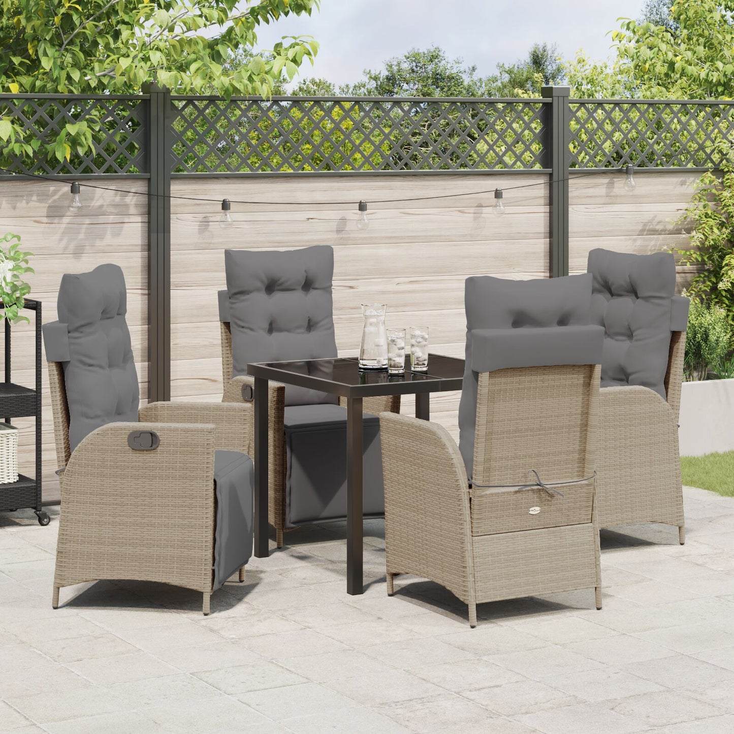 5-Delig Tuin Eetset Beige Poly Rattan