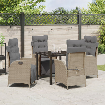 5-Delig Tuin Eetset Beige Poly Rattan