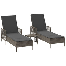 Zonnebank Set Set Van 3 Grijs En Donkergrijs Pe Rattan