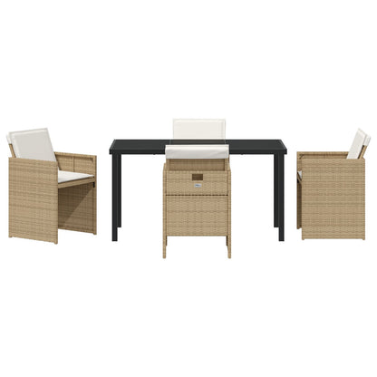 5 Delige Tuindinerset Met Kussens Beige Poly Rattan