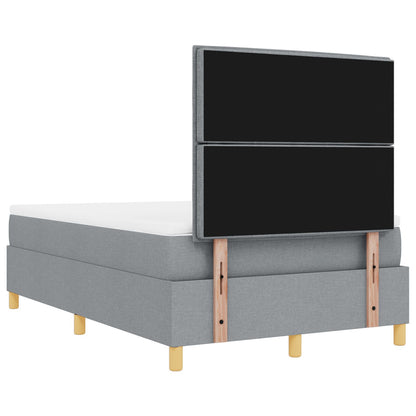 Boxspring Bed Met Matras & Bank Lichtgrijs 120X190 Cm Stof Blauw