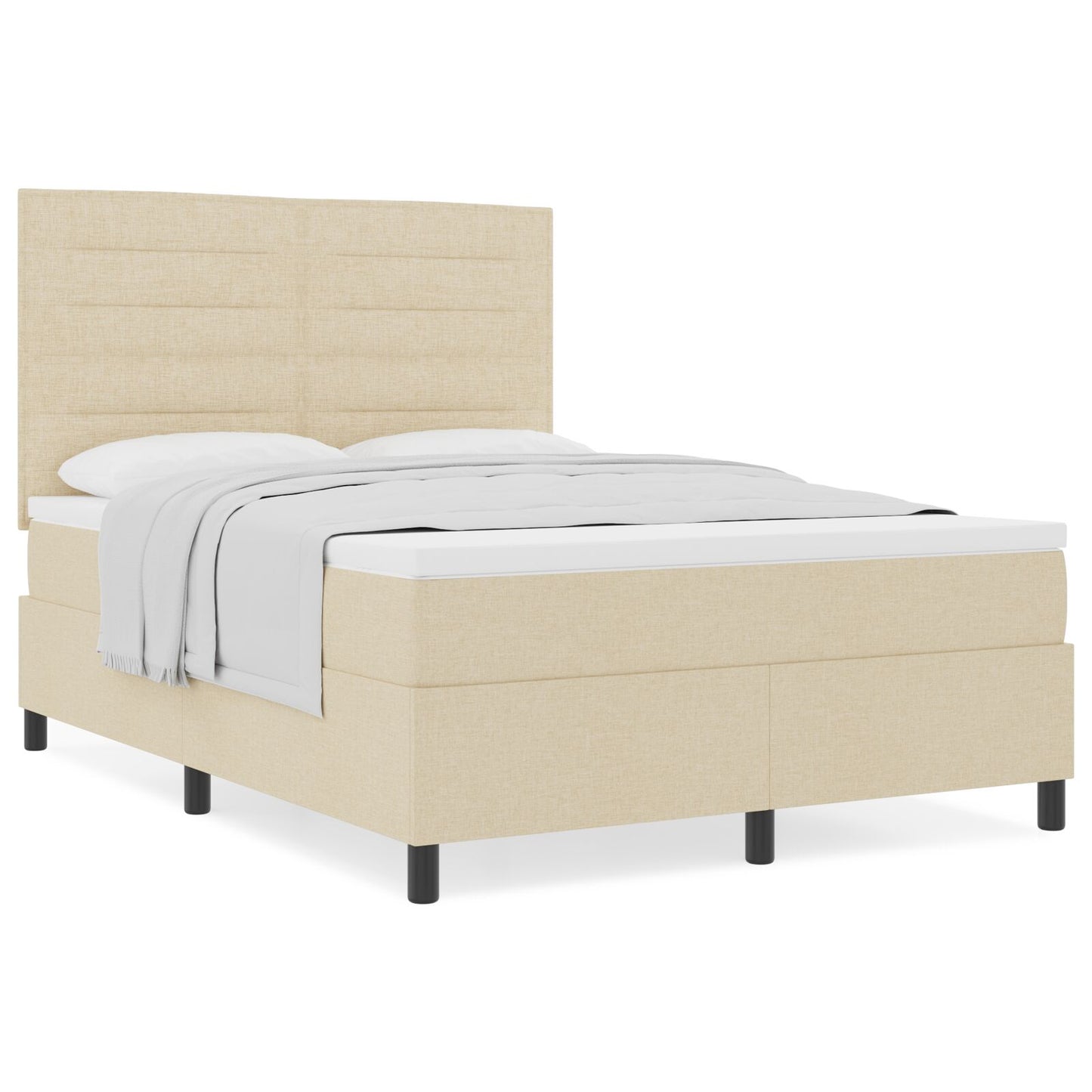 Boxspringbed Met Matras Stof Crème 140 x 200 cm Lijnen ontwerp