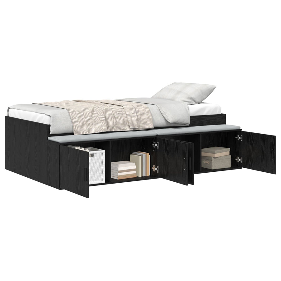 Opslagbedframe Zwart Eiken 80X200 Cm
