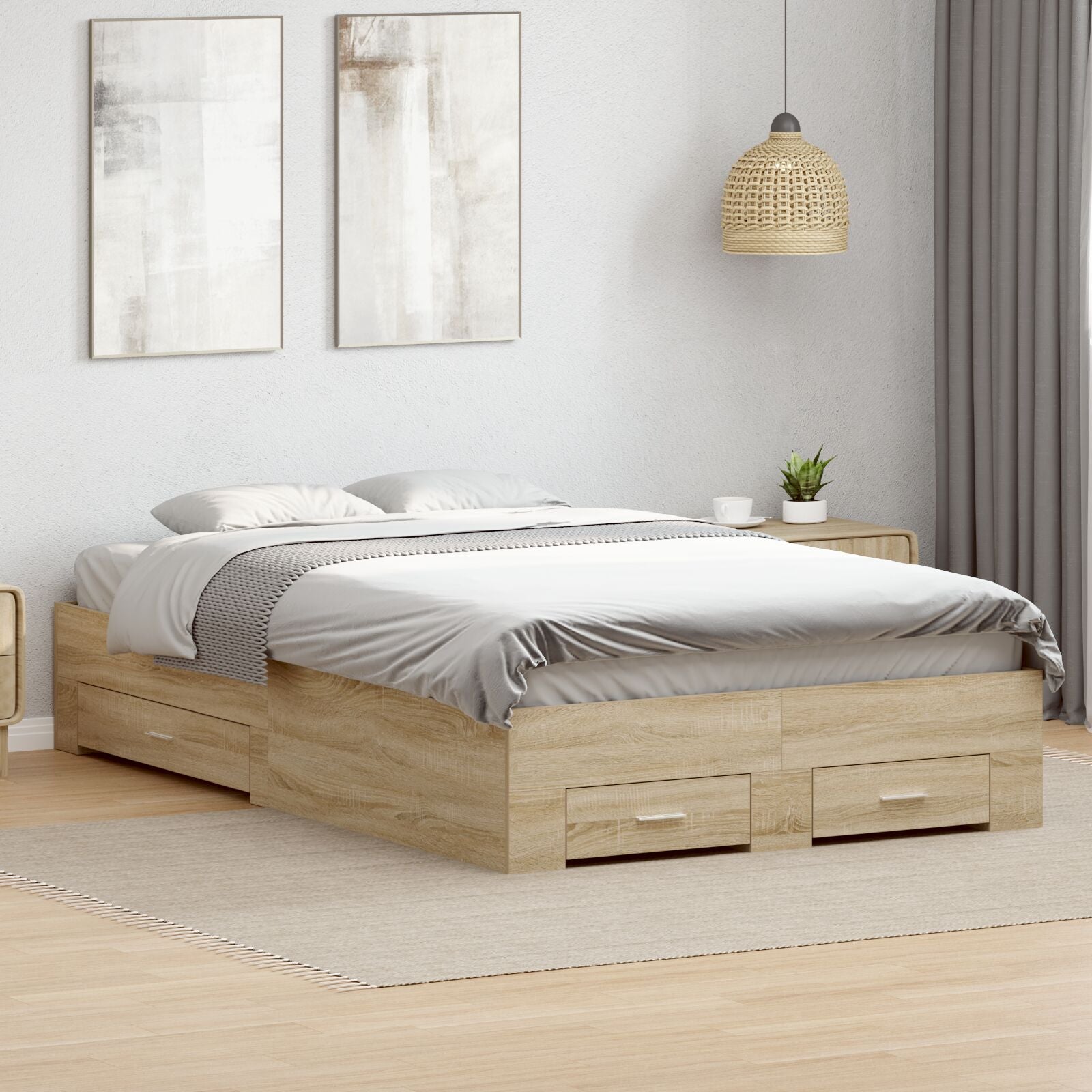 Bedframe Zonder Matras Met Lades Dubbel Gelaagd Hout