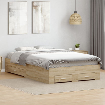 Bedframe Zonder Matras Met Lades Dubbel Gelaagd Hout