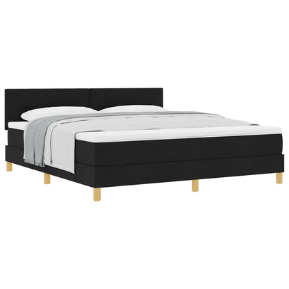 Boxspring Bed Met Matras Stof Zwart 180 x 200 cm Met knopen