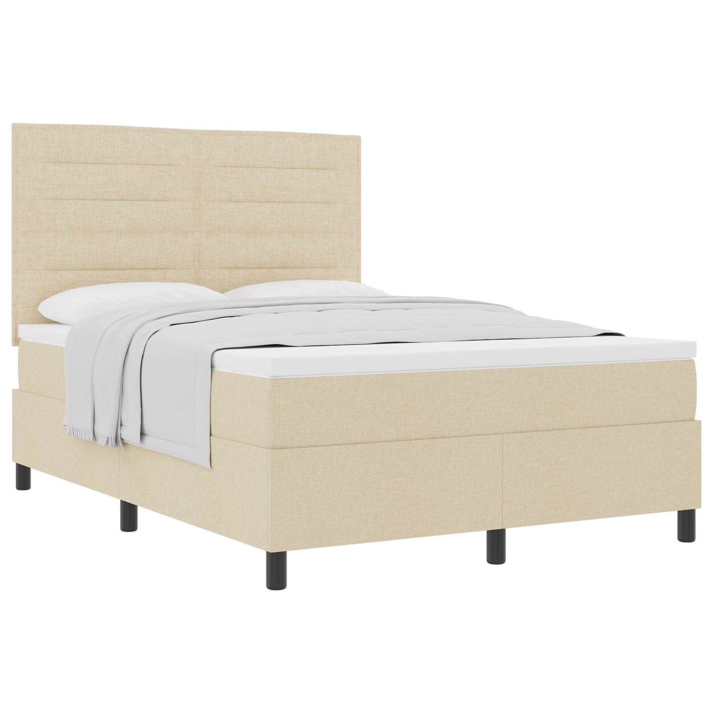 Boxspringbed Met Matras Stof Crème 140 x 190 cm Lijnen ontwerp