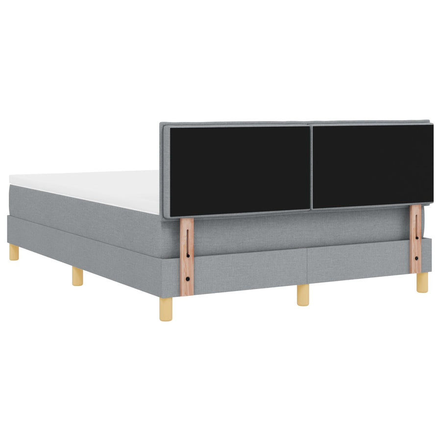 Boxspring Bed Met Matras Stof Lichtgrijs 160 x 200 cm Knopen tufted