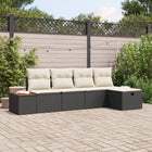 Garden sofa set with cushions 5 pcs Black poly rattan