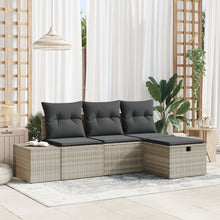 4 Delige Tuin Sofa Set Met Kussens Lichtgrijs Poly Rattan