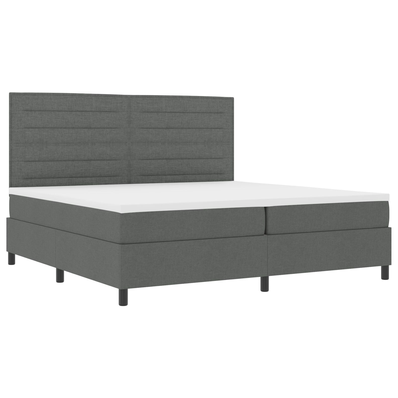 Boxspring Bed Met Matras Donkergrijs 200X200 Cm Stof Lichtgrijs