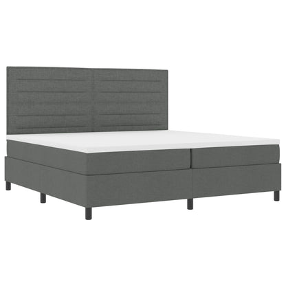 Boxspring Bed Met Matras Donkergrijs 200X200 Cm Stof Lichtgrijs