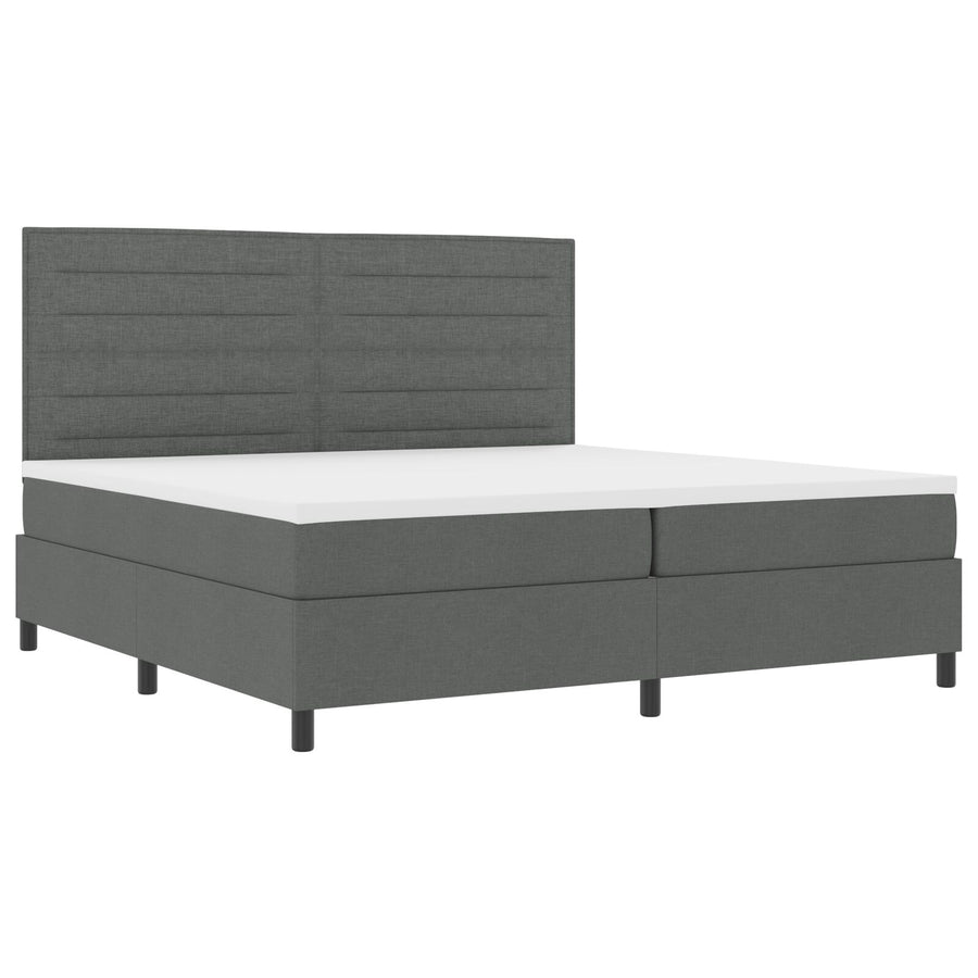 Boxspring Bed Met Matras Donkergrijs 200X200 Cm Stof Lichtgrijs