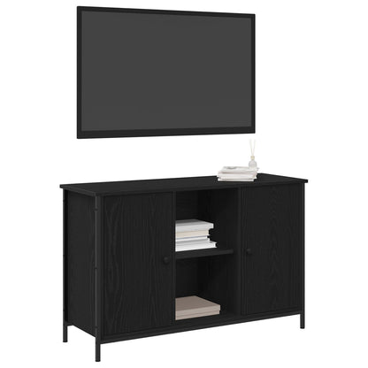 Tv Kast Zwart Eiken 101X35X65 Cm Geëngineerd Hout En Staal