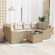 Loungeset 7-delig polyrattan beige
