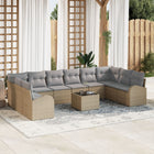 Sofa set with cushion 11 pcs Beige Polyrattan