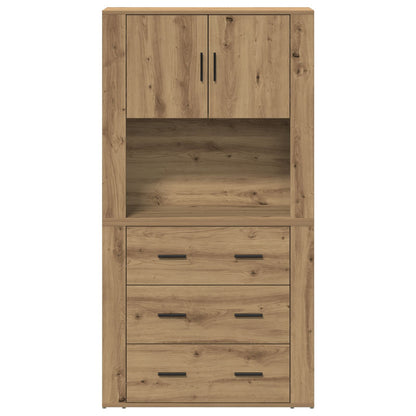 Hoogkast 80X33X150 Cm Bewerkt Hout Artisan eiken