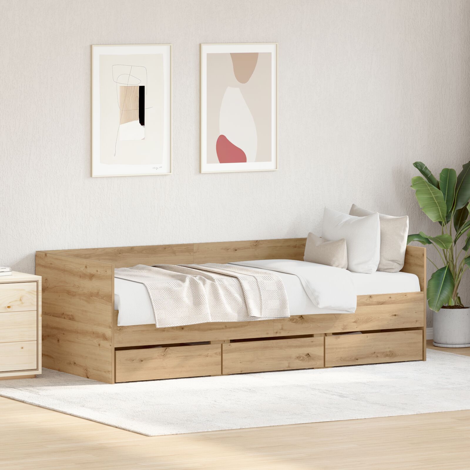 Dagbed Gefabriceerd Hout Duurzaam Ambachtelijk eiken 90 x 190 cm