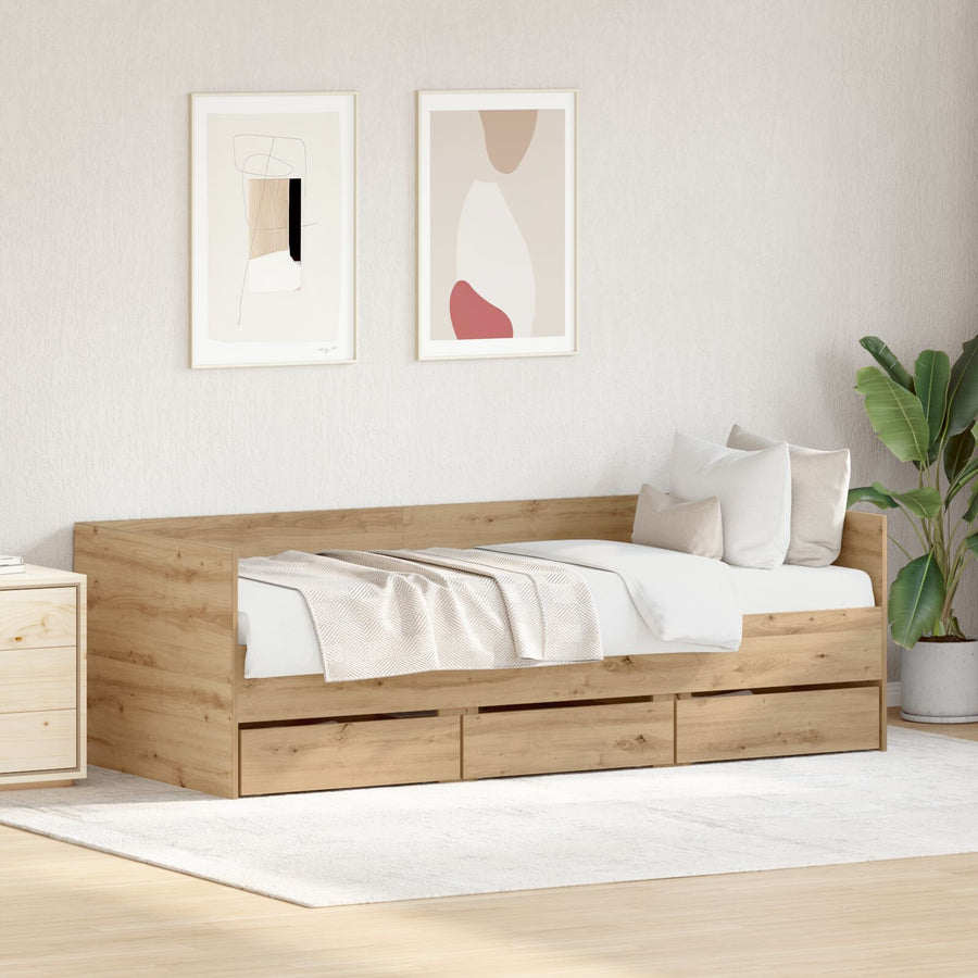 Dagbed Gefabriceerd Hout Duurzaam Ambachtelijk eiken 90 x 190 cm