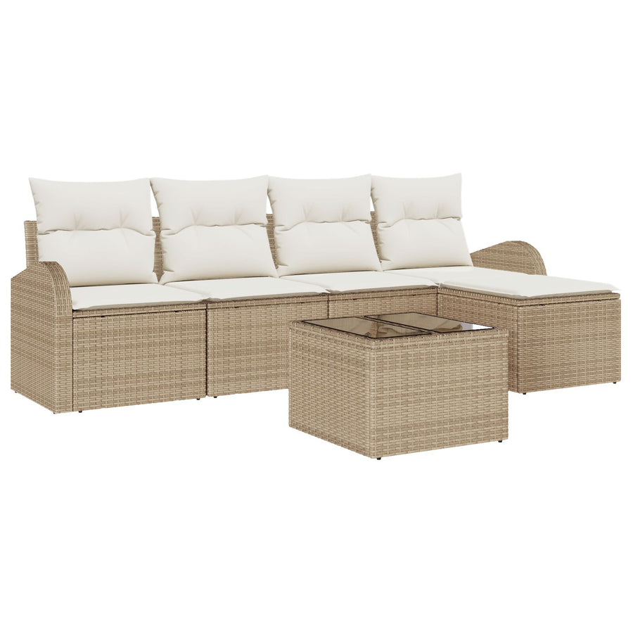 6-Delige Tuin Sofa Set Met Kussens Bruine Poly Rattan