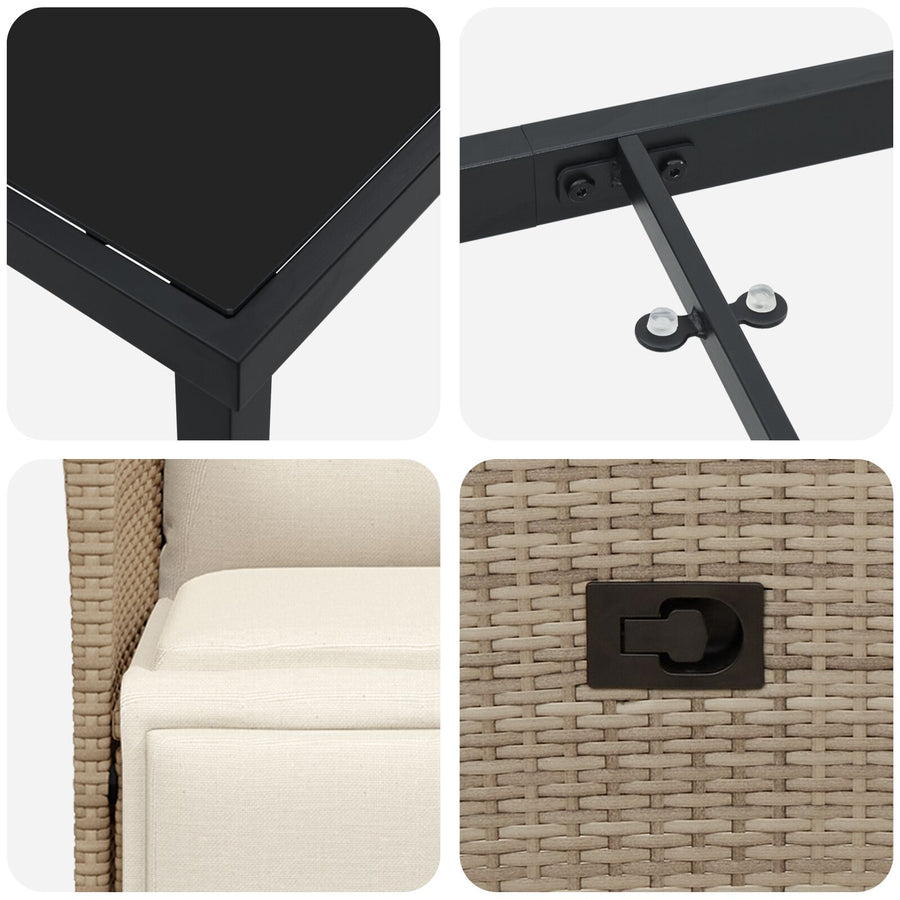 5-Delige Tuin Eetset Met Kussens Beige Poly Rattan