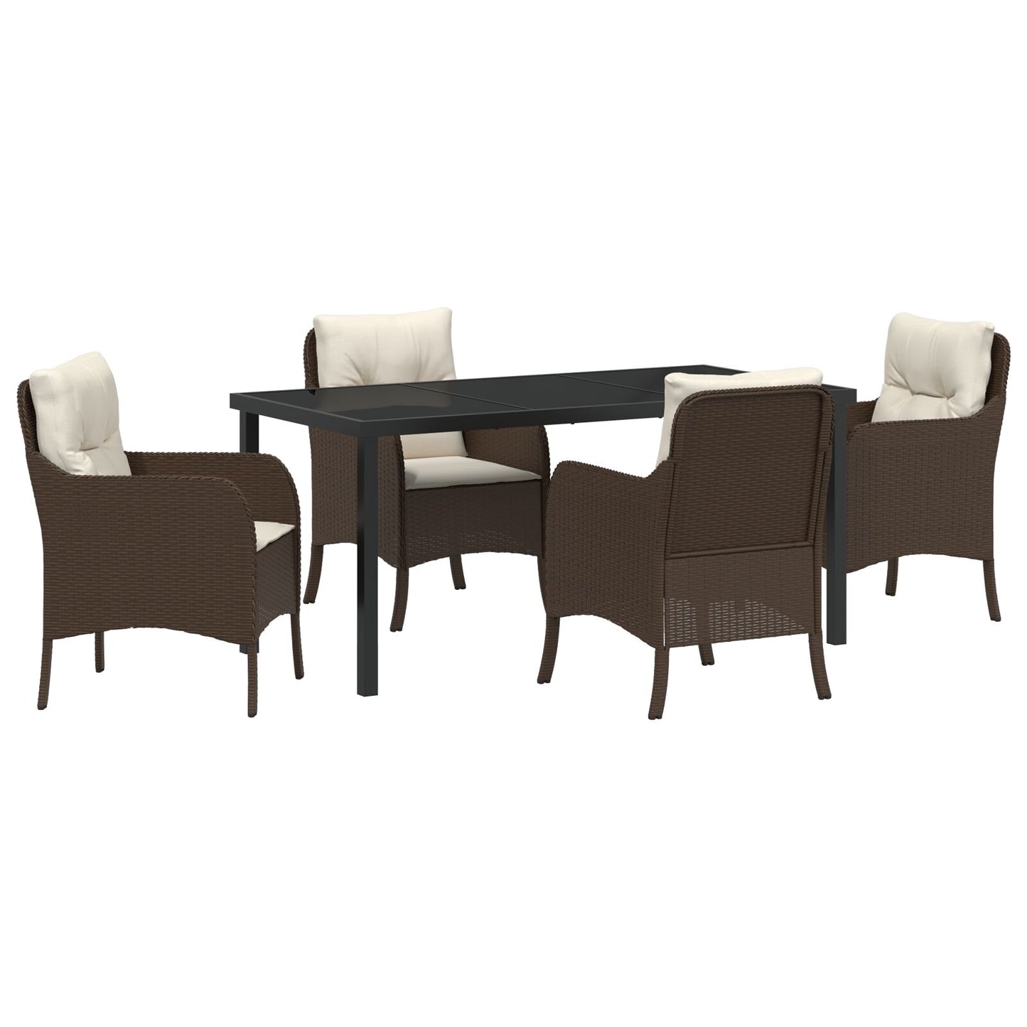 5-Delige Tuin Eetset Met Kussens Bruin Poly Rattan