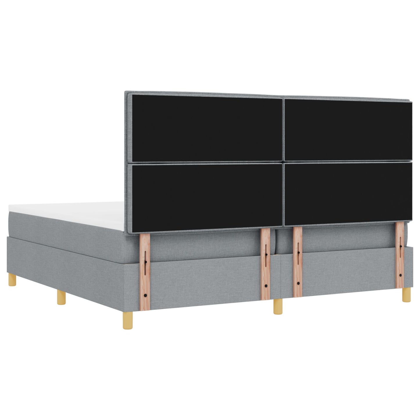 Boxspring Bed Met Matras Lichtgrijs 200X200 Cm Stof Blauw