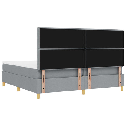 Boxspring Bed Met Matras Lichtgrijs 200X200 Cm Stof Blauw