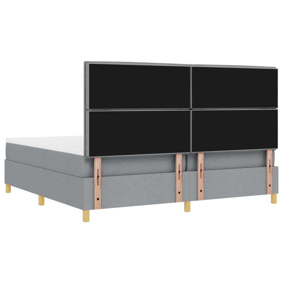 Boxspring Bed Met Matras Lichtgrijs 200X200 Cm Stof Blauw