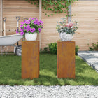 Plantenstandaard 2 stuks 24x24x55 cm cortenstaal