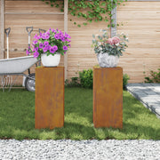 Plantenstandaard 2 stuks 24x24x55 cm cortenstaal