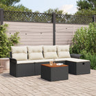 Garden bench set with cushion with storage 6 pcs Black poly rattan