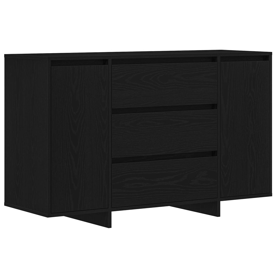 Sideboard Zwart Eiken Massief Eikenhout Zwart Eiken Sideboard