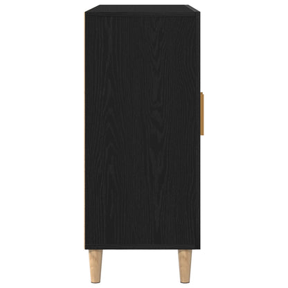 Sideboard Zwart Eiken 90X34X80 Cm Houtbewerkt