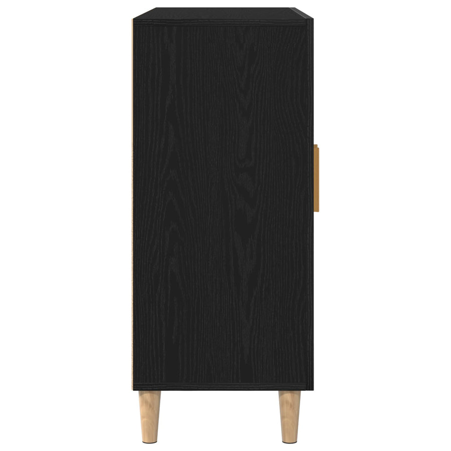 Sideboard Zwart Eiken 90X34X80 Cm Houtbewerkt