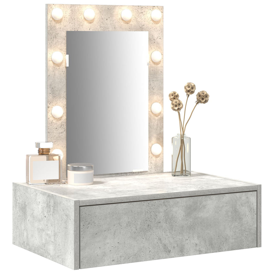 Wandkaptafel -Verlichting - 60 x 40 x 70 cm Beton grijs met LED