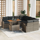 Tuin loungeset 9-delig grijs rotan